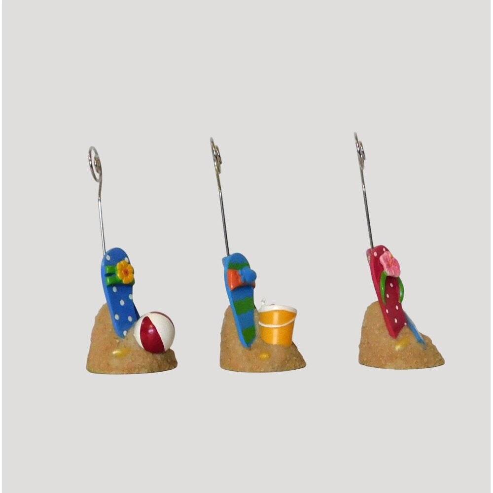 Flip Flop Beach-Themed Photo Card Holders Set Of 3 Colorful Designs 4.5" Tall - Picture 4 of 4